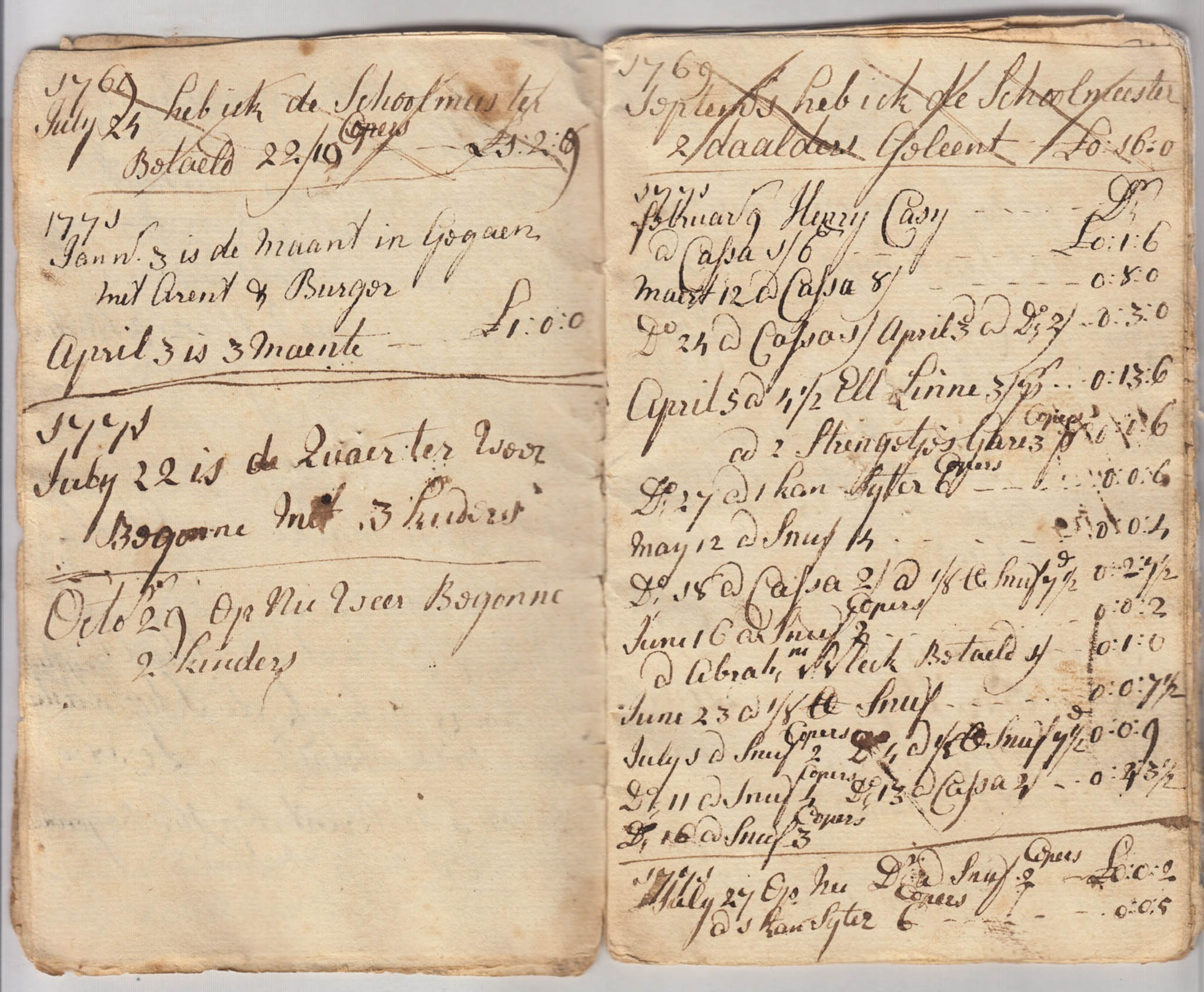 BH024 1769-1775, Account Book of Elizabeth Huyck, 30 Pages